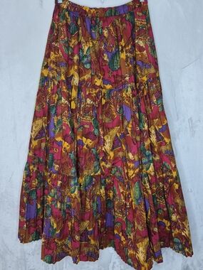 Vintage Fisa Navajo Story Tag Native American Southwest Broomstick Maxi Skirt